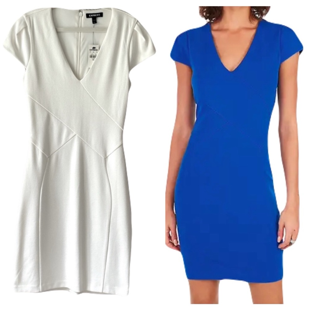 Express White Tulip Sleeve Sheath Dress XXS - Picture 2 of 7